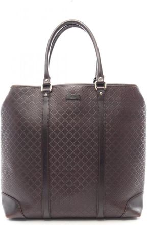 Gucci Brown Coated Canvas Leather Handbag Tote Bag (Pre-Owned)