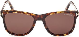 Tom Ford 53mm Square Sunglasses in Vintage Havana /T Logo at Nordstrom