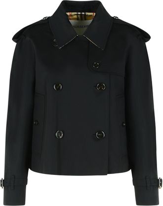Burberry Schwarze Burberry-Trenchcoat-Jacke aus Baumwollgabardine