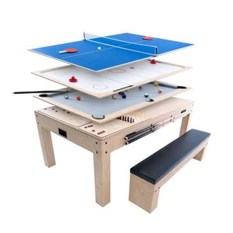 MonsterShop 7-In-1 Games Table & Storage Bench - Oak in Beige