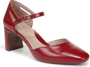 Naturalizer Yasmin Ankle Strap Dress Pump - Wide Width Available in Red Faux Leather at Nordstrom Rack, Size 8.5