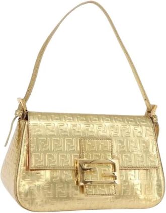 Fendi Pre-owned Zucchino Canvas Shoulder Bag - Dames - Vintage Schoudertas - Geel - ONE Size - Leer - Vintage
