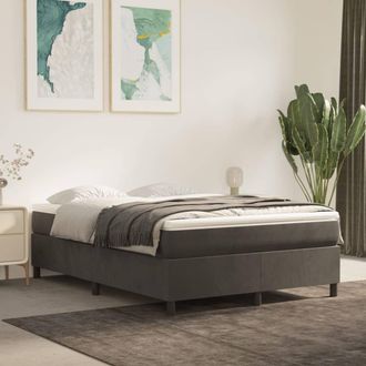 vidaXL Estructura De Cama Sin Colch&oacute;n Terciopelo Gris Oscuro 140x190cm Vidaxl