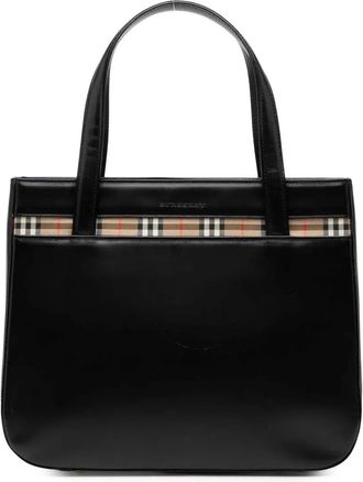 Burberry 2000-2017 House Check Trimmed Leather handbag - Nero