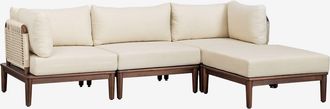 Sklum Sklum - Sof&aacute; Modular De Jard&iacute;n De 3 Piezas Con 2 Sillones Esquineros Y Puff En Acacia Giulia
