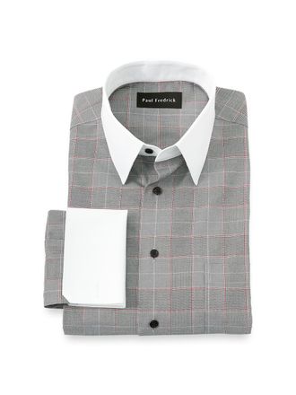 Paul Fredrick Slim Fit Comfort Stretch Non-iron Plaid Dress Shirt