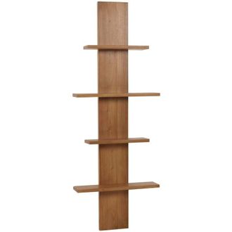 Hhg Mensola da parete in teak HHG 499, mensola da bagno pensile ripiano, teak di qualit&agrave; b (durame, 20-30 anni), 51x56x15cm