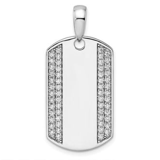 Diamond2Deal 14K Gold Lab Grown Diamond Dog Tag Pendant (0.75ct, VS, D-E)
