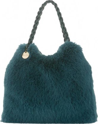 Alex Max Womens Faux Fur Purse With Braided Handle Bag In Ottanio