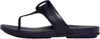 FitFlop FitFlop Gracie Thong Circlet Toe Post Sandal in Navy Leather Women