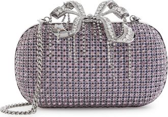 Self Portrait Crystal-embellished Satin box Clutch - Lilac - One Size
