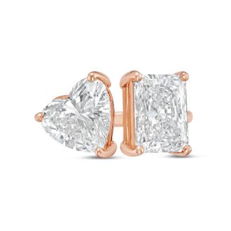Diana M. Jewels 18kt rose gold 12ct Lab Grown Radiant & Heart Diamond Two-Stone Ring