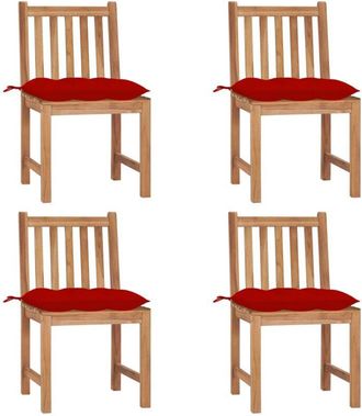 vidaXL Sillas De Jard&iacute;n 4 Unidades Madera Maciza De Teca Con Cojines Vidaxl