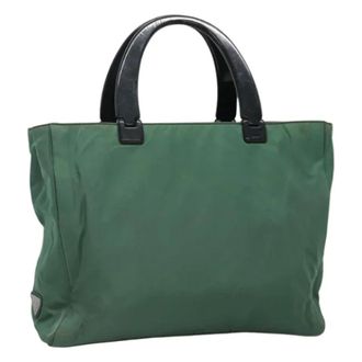 Prada Pre-owned Tote Bags, female, Green, Size: ONE SIZE Pre-owned Vintage Nylon Tote Bag