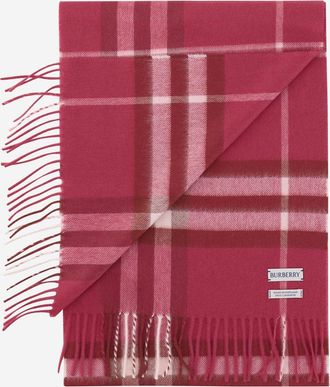 Burberry Womens Cashmere Scarf Giant Check Jam Pink Scarfs