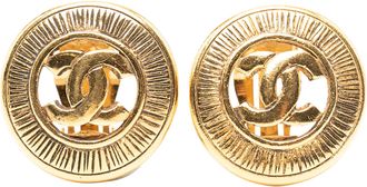 Chanel Tweedehands Cc Goudkleurige Ronde Clip-Oorbellen