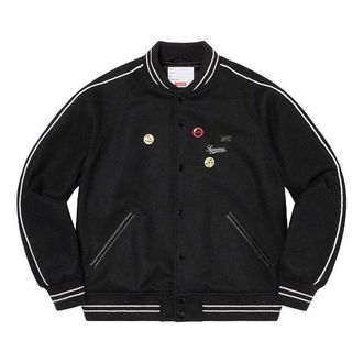 SUPREME x Jamie Reid Its All Bollocks Varsity Jacket Black SUP-SS21-686