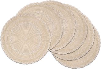 OEM Juego De Seis Manteles Individuales Redondos Tejidos, Lavables, Antideslizantes, Resistentes Al Calor, Aptos Para Cocinas, Restaurantes Y Fiestas (bei