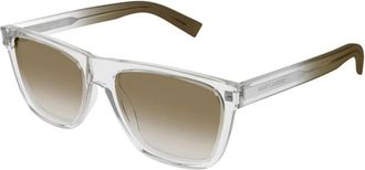 Saint Laurent Ovale Zonnebril - Heren - Zonnebrillen - Grijs - 56 MM - Nylon - Accessoires