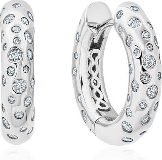 Crislu Cascade Cubic Zirconia Huggie Hoop Earrings in Pure Platinum/Clear Stone at Nordstrom