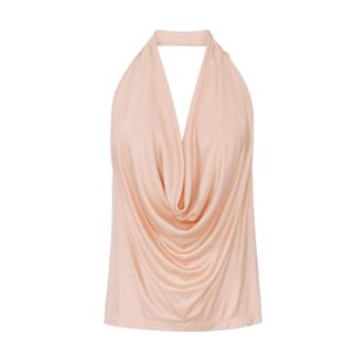 Elisabetta Franchi Sleeveless Tops, female, Pink, Size: XL Top in jersey di viscosa lucida