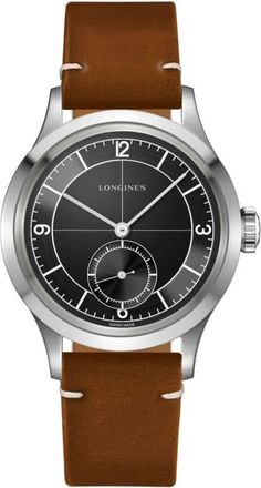 Longines Heritage Classic Black Dial Leather Strap Mens Watch L2.828.4.53.2