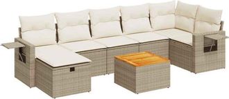 vidaXL Vidaxl - Set De Sof&aacute;s De Jard&iacute;n Y Cojines 8 Piezas Rat&aacute;n Sint&eacute;tico Beige