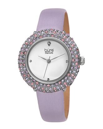B&uuml;rgi Burgi Womens Satin Over Leather Diamond Watch