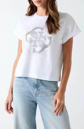 Guess Hotfix Logo Graphic T-Shirt in White at Nordstrom, Size X-Small