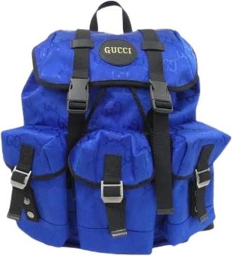 Gucci Pre-owned Backpacks, female, Blue, Size: ONE SIZE Pre-owned Nylon Backpack