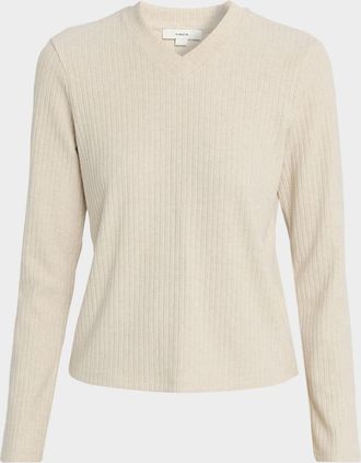 Vince Ribbed V-Neck Sweater