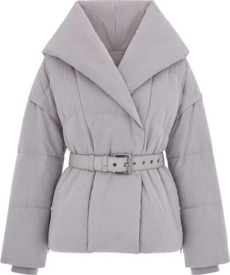 Patrizia Pepe Gewatteerde jas met sjaalkraag - Dames - Winterjassen - Grijs - S - Polyester - Jassen