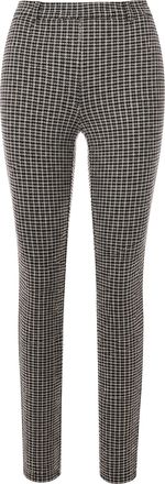 Patrizia Pepe Black-Beige Houndstooth Stretch Viscose-Blend Skinny Pants