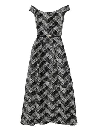 Elie Saab off-shoulder dress - women - Polyamide/Silk/Mohair/Acrylic/Polyester - 40 - Black