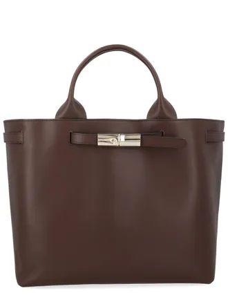 Longchamp Womens Le Roseau Bag Brown Leather Handbags Hand