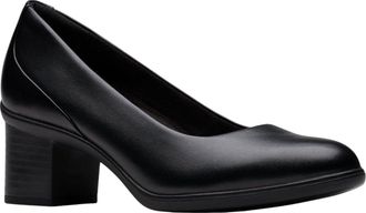 Clarks Womens Shaya Poppy, Black Leather, 7.5 Narrow