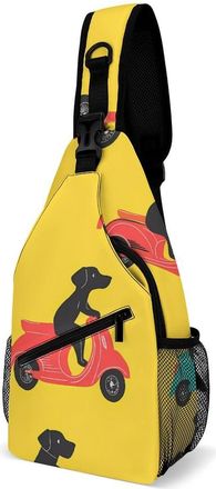 Generic Cute Dogs Rider Mens Crossbody Chest Sling Bag for Travel Hiking Lightweight Shoulder Bags with Small Side