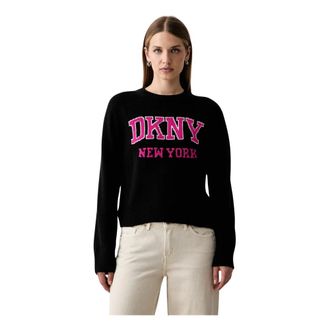 DKNY Su&eacute;ter con logo y mangas ragl&aacute;n acampanadas - Knitwear - Mujer - Negro - XS
