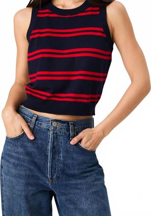French Connection Padma Fine Knit Sleeveless Vest In Blue/red