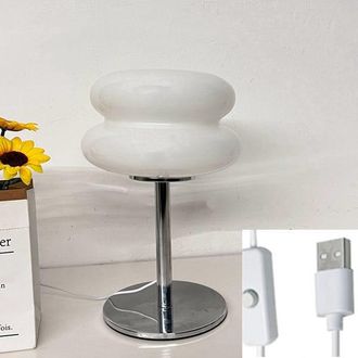 OEM L&aacute;mpara De Mesa De Noche De Cristal Con Luz C&aacute;lida, L&aacute;mpara De Mesa Tipo Hamburguesa, L&aacute;mpara Led Peque&ntilde;a, L&aacute;mpara De Escritorio, Para Dormitorio, Sal