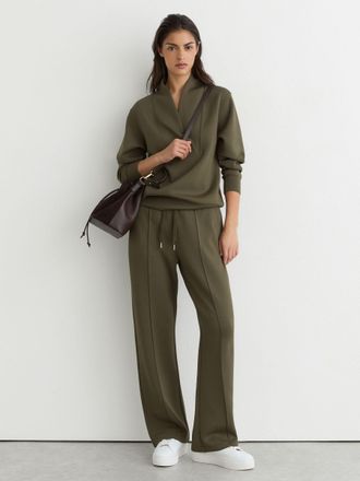 Reiss Khaki Green Premium Interlock Shawl-neck Sweatshirt With, XS