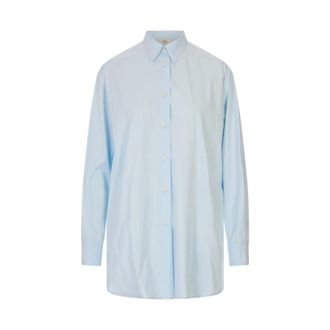 Jil Sander Shirts, female, Blue, Size: XL Lightweight Cotton Poplin Shirt