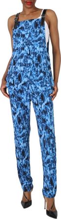 Burberry Ripple-Print Jumpsuit In Ink Blue, Brand Size 8 (US Size 6)