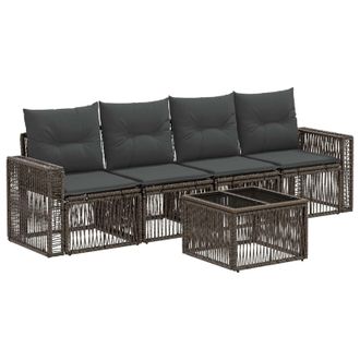 vidaXL Conjunto De Sof&aacute;s De Jard&iacute;n 5 Pcs Gris Y Gris Oscuro Vidaxl