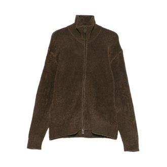 Paolo Pecora C&aacute;rdigan con cremallera en punto boucl&eacute; - Sweatshirts & Hoodies - Hombre - Marr&oacute;n - XL