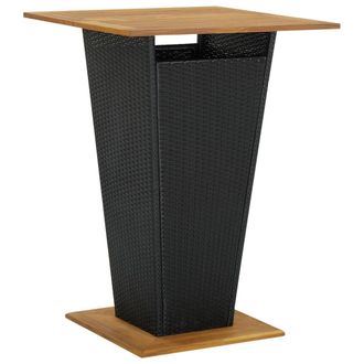 vidaXL Mesa Alta Rat&aacute;n Sint&eacute;tico Y Madera De Acacia Negro 80x80x110 Cm Vidaxl