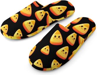 Generic Cute Candy Corn Mens Cotton Slippers Memory Foam Comfort House Shoes Winter Indoor Slipper for Hotel Casa Spa
