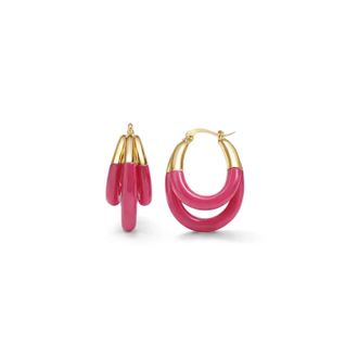 Gold & Honey Womens Triple Hoop Lucite Earrings In Pink Flamingo