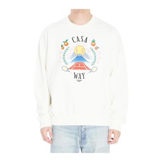 Casablanca Graphic Print Crewneck Sweatshirt - Heren - Sweatshirts - Wit - L - Hoodies & sweatvesten