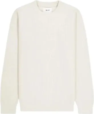 Nn.07 Geribbelde Crew Neck Sweater - Heren - Ronde hals truien - Beige - XL - Polyester - Truien & Vesten
